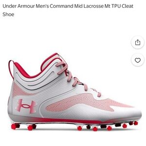 NWOT Under Armour Men's Command MC Mid Lacrosse Cleats - White and Red size 15